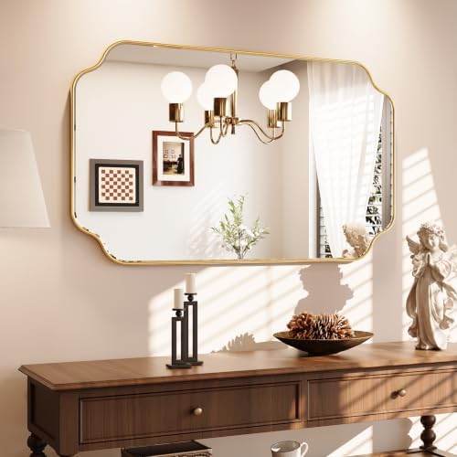 Kelly Miller 30"x48" Gold Foil Scalloped Decorative Wall Mirror by KellyMiller
