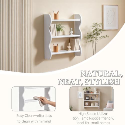 100% Solid Wood Wall Shelf 3-Tier, Vintage Shelves Wall Mounted Storage Rack - Image 7