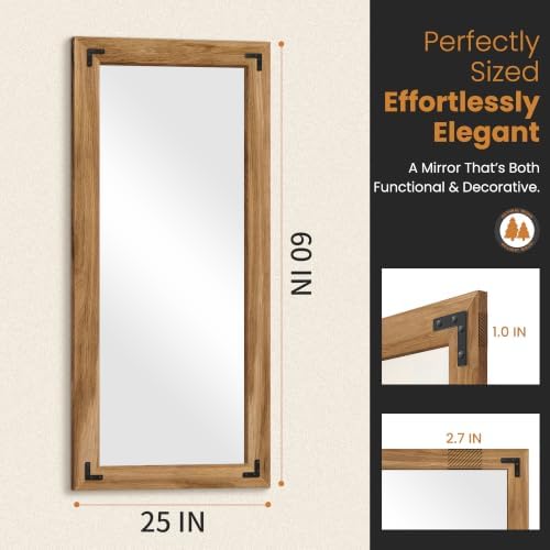 Wood Framed Full Length Mirror for Wall - Image 2