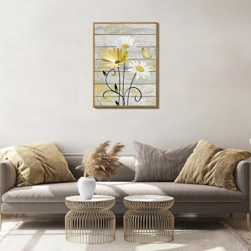 HVEST Yellow Floral Framed Wall Art - Image 3