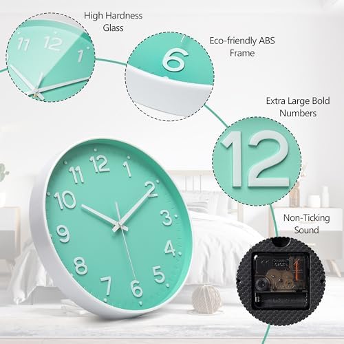 MEIRED Wall Clock 12 Inch Silent Non Ticking Battery Operated Round Wall Clock - Image 5
