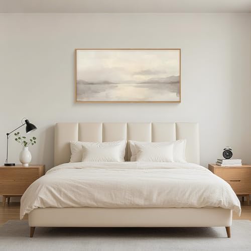 LHIUEM Large Abstract Neutral Beige Pastel Framed Canvas Wall Art, Modern - Image 5