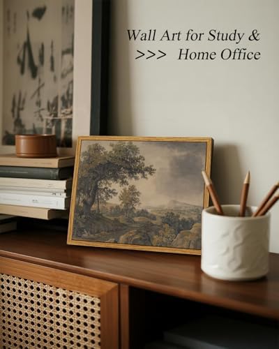 VIYYIEA Vintage Landscape Framed Wall Art, Serene Tree and Mountain Scene - Image 3
