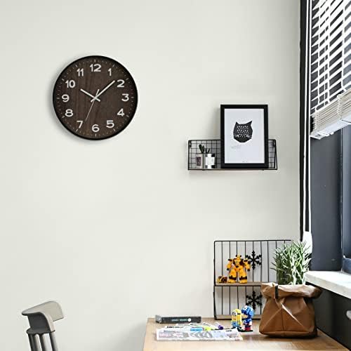 Clockswise Bulk Set of 20 PC 12" Modern Round Wood- Looking Plastic Wall Clock - Image 2