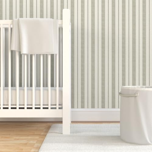 Spoonflower Ticking Stripes Peel and Stick Wallpaper - Image 6