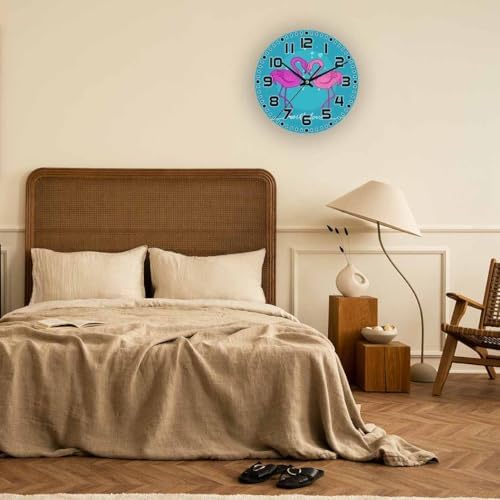 Flamingos Wall Clock Two Pink Ones Battery Powered Wall Clock Silent Non - Image 5