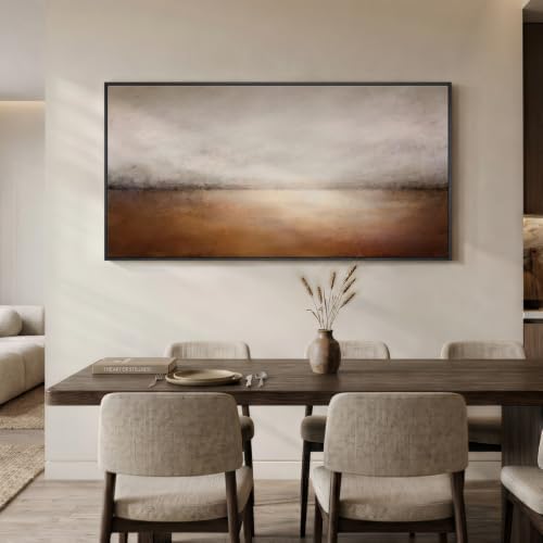 Large Framed Brown Abstract Landscape Wall Art - Image 3