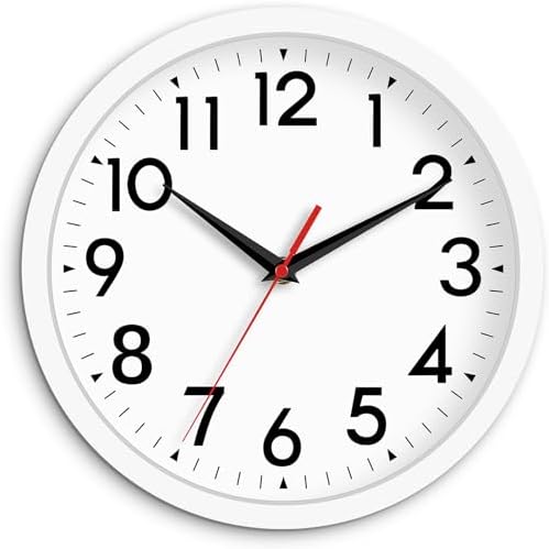 DAXSMY 12 Inch Wall Clock, Battery Operated Silent Non Ticking by DAXSMY