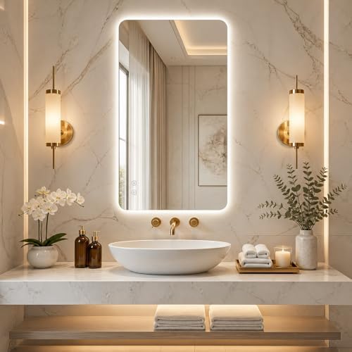Niccy Rectangle LED Bathroom Mirrors, Backlit Vanity Wall Mirror by Niccy