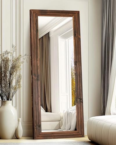 65x24in Full Length Mirror, 3-Tier Stepped Solid Wood Frame - Image 5