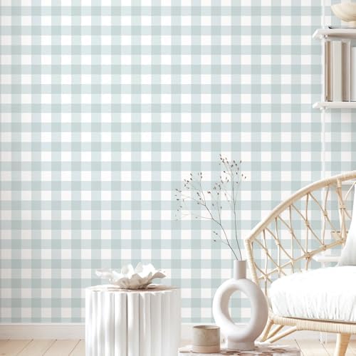 Cohoo Home Plaid Peel and Stick Wallpaper Gingham Checkered 17.3''×197'' by CohooHome