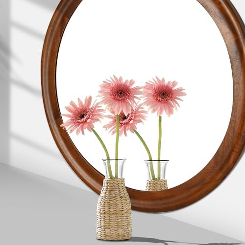 Round Wood Mirrors 30 Inch, Rustic Decorative Wall Mirror - Image 6
