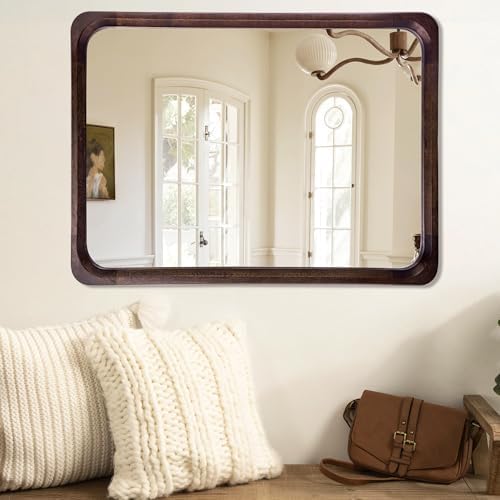 Tanmicoshomy Dark Wood Bathroom Rectangle Mirrors - Image 7