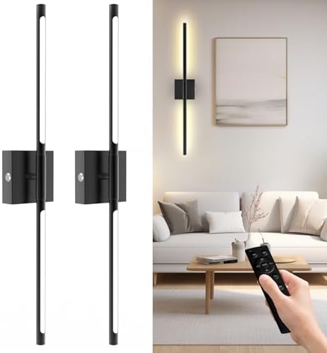 Battery Operated Wall Sconces Set of 2 Rechargeable LED Wall Lights, Dimmable by AULAIDIK