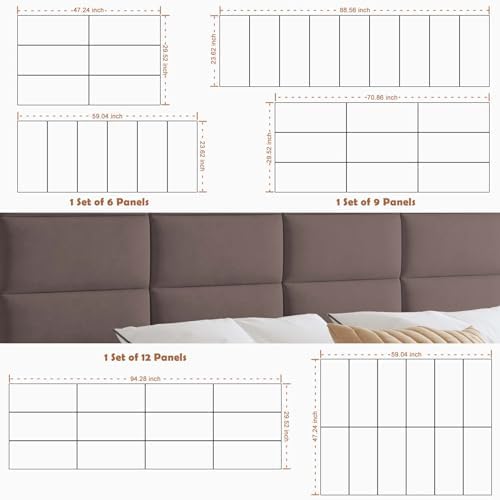 IFNOW Wall Mounted Headboard, Peel and Stick Panels, Dark Skin - Image 6