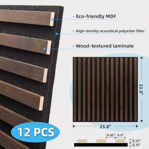 Art3d 12-Pack Acoustic Wood Slat Panel & Ceiling Tile, 2 x 2 ft - Image 6