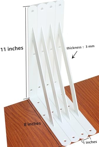 12 Pack L11 x H 8" White Heavy Duty Shelf Brackets - Image 2