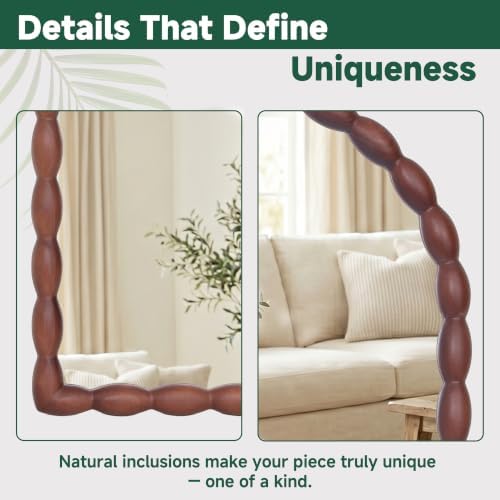 36"x24" Arched Solid Wood Farmhouse Decorative Wall Mirror - Image 4