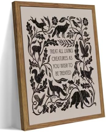 Framed Forest Animal Wall Art, Treat All Living Creatures Print by Unknown