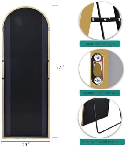 57"x20" Arched Full Length Mirror, Full Floor Mirror - Image 4