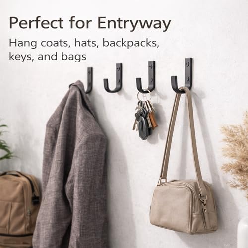 Wall Hooks for Hanging, Heavy Duty Solid Iron Coat Hooks - Image 7