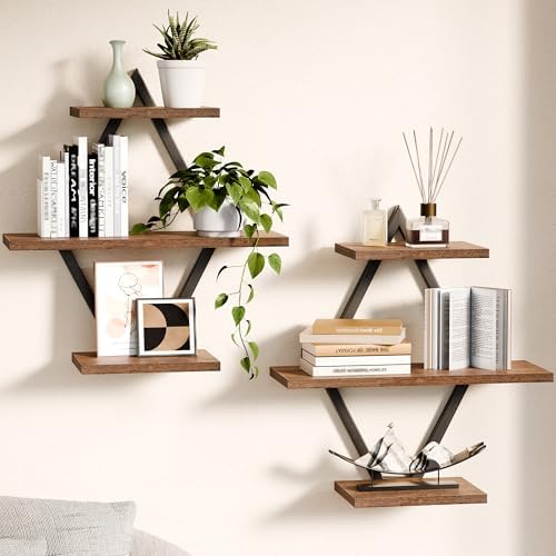 Floating Wall Shelves, Rustic Brown by Unknown