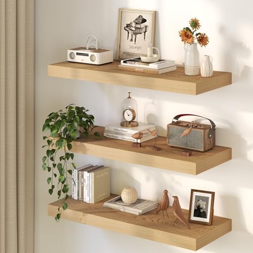 Oak Floating Shelves 55Inch Long, 12 Inch Deep Floating Shelves - Image 2