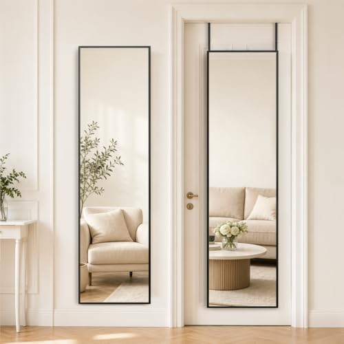 Kosmonia 57x16 Inch Full Length Mirror Over the Door Black Full Body Mirror by Kosmonia
