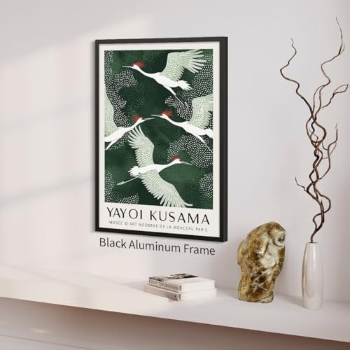 Black Framed Canvas Wall Art Japanese Flying Cranes Artwork 12x16in Vintage - Image 6