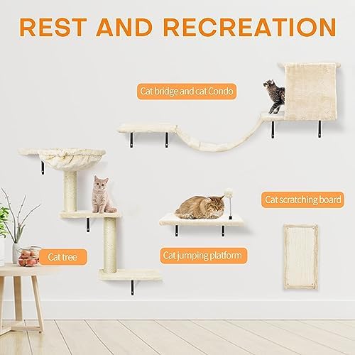 Cat Wall Shelves, Space-Saving Wall-Mounted Cat Climbing Set - Image 2