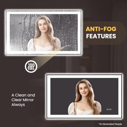 LOAAO 48"X28" LED Bathroom Mirror Black Framed - Image 4