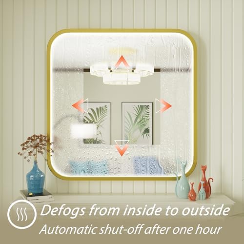 30"x30" Gold LED Bathroom Mirror - Image 3