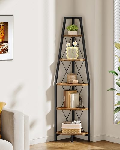 CHOEZON 5-Tier Corner Shelf, Corner Bookshelf, Ladder Shelf, Floor Standing by Choezon