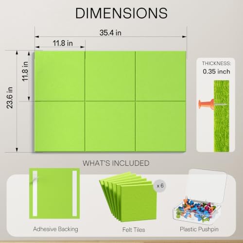 MaxGear Large Cork Board for Wall 36" x 24", Fruit Green Bulletin Board - Image 4