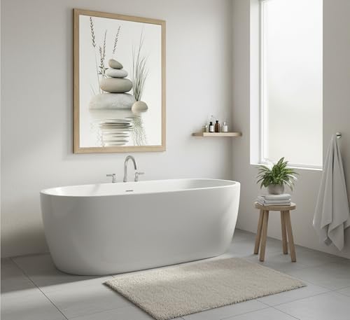 Framed Zen Stone Canvas Wall Art, Bathroom Picture Decor 24x36in - Image 4