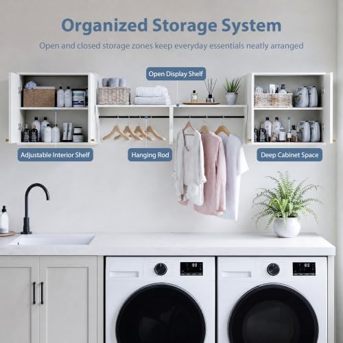 94" W Laundry Room Wall Cabinets 4-Piece Wall Mounted Storage Cabinet Set - Image 4