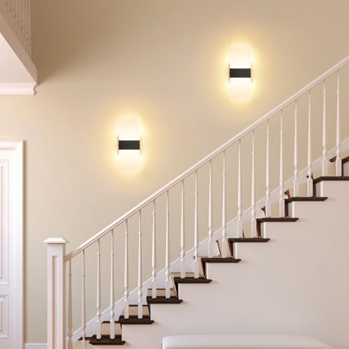 Joosenhouse Modern Black LED Wall Sconce Set of 2, Hardwired Wall Light - Image 3