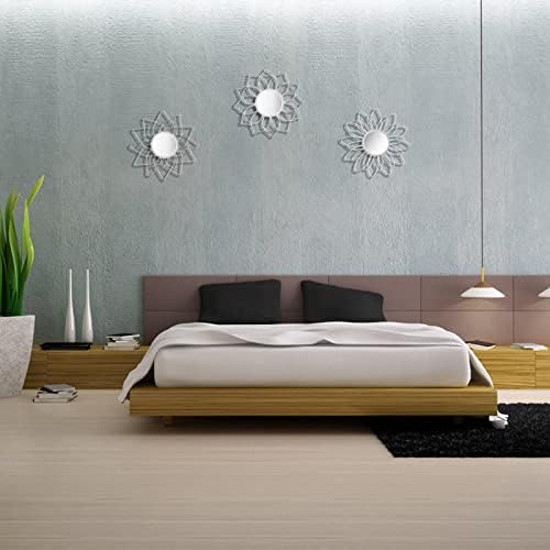 Silver Mirrors for Wall, Metal Flower Circle Mirrors for Home Decoration - Image 3