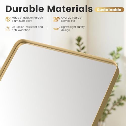 24"X28" Gold Bathroom Mirrors for Over Sink, Aluminum Frame - Image 3