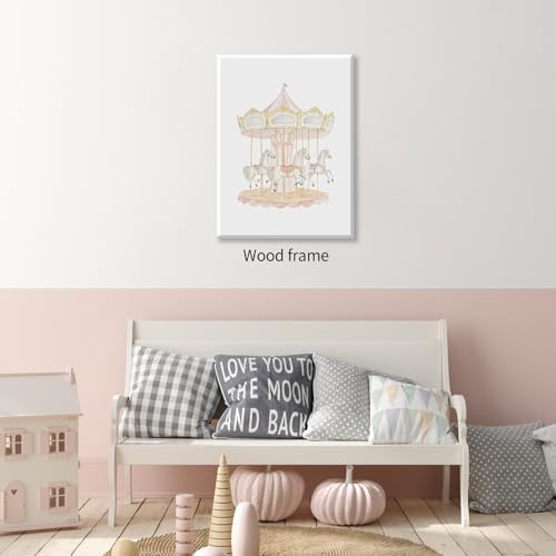 Pink Watercolor Carousel Wall Art Fashion Cute Kids Canvas Poster 08x10 inch - Image 4