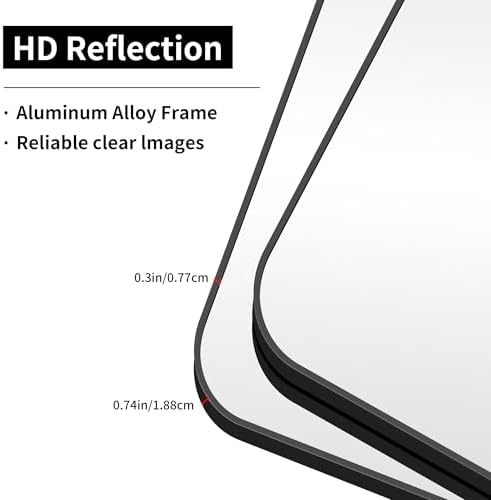 Bathroom Mirror, Metal Frame Rounded Corner Vanity Mirror, Large Wall Mounted - Image 5