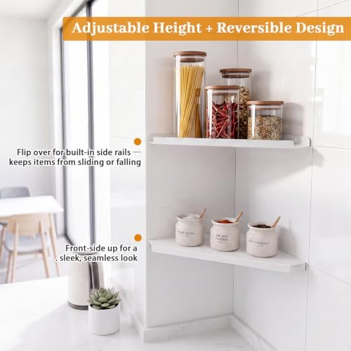 White Corner Floating Shelves Wall Mounted, Metal Set of 2 - Image 5