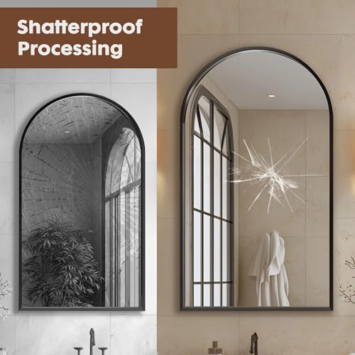 Arched Wall Mirror 30x20 Inch Black Bathroom Vanity Mirror - Image 5