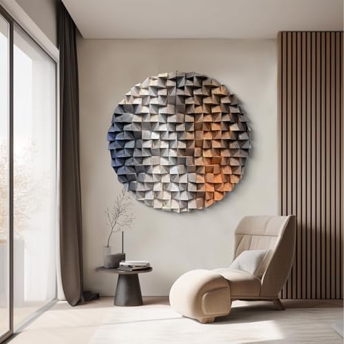 LIUZEYUE Large Round Wood Wall Art Featuring Sculptural Disc Texture - Image 5