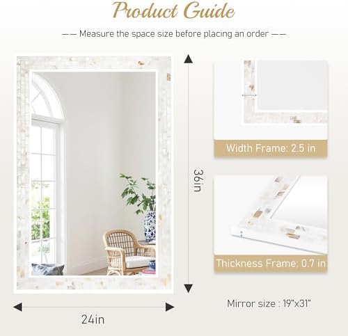 White Framed Rectangle Bathroom Mirror 24x36 Inch - Image 5