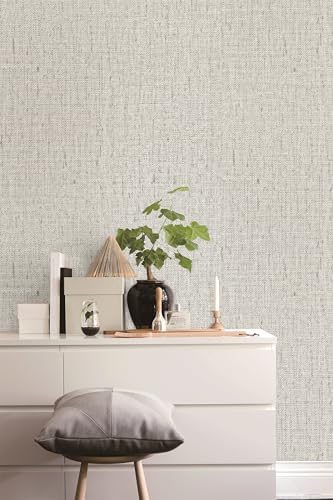 Grasscloth Peel and Stick Wallpaper Beige and Gray 15.7in x 393.7in - Image 2