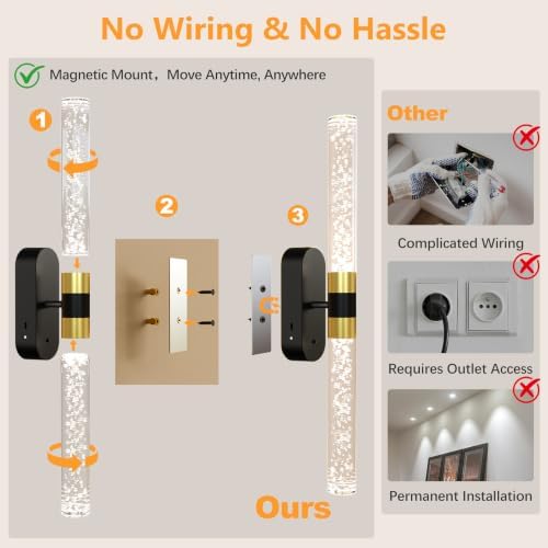 Crystal Battery Operated Wall Sconces Set of 2 - Image 4