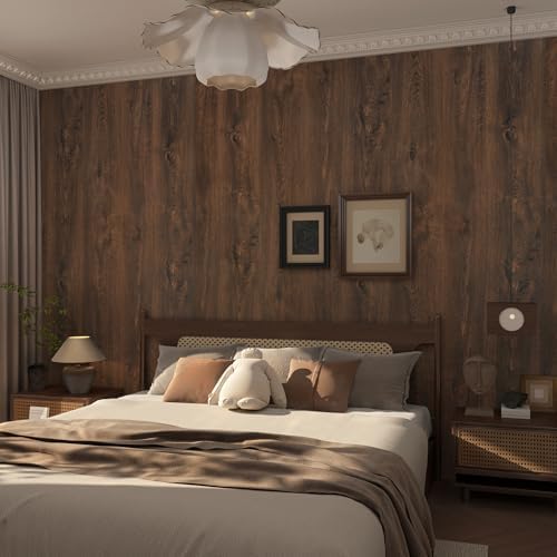 48x354inch Extra Wide Dark Brown Wood Grain Wallpaper Walnut Contact Paper Peel - Image 5