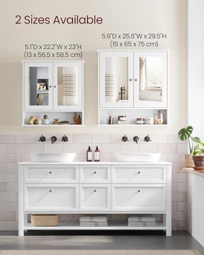 VASAGLE Bathroom Cabinet with Mirror, Wall-Mounted, 2 Mirrored Doors - Image 6
