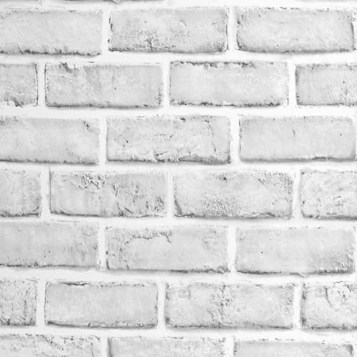 White Brick Wallpaper Peel and Stick 17.5''x 393.7'' Faux Stone Wall Paper by practicalWs